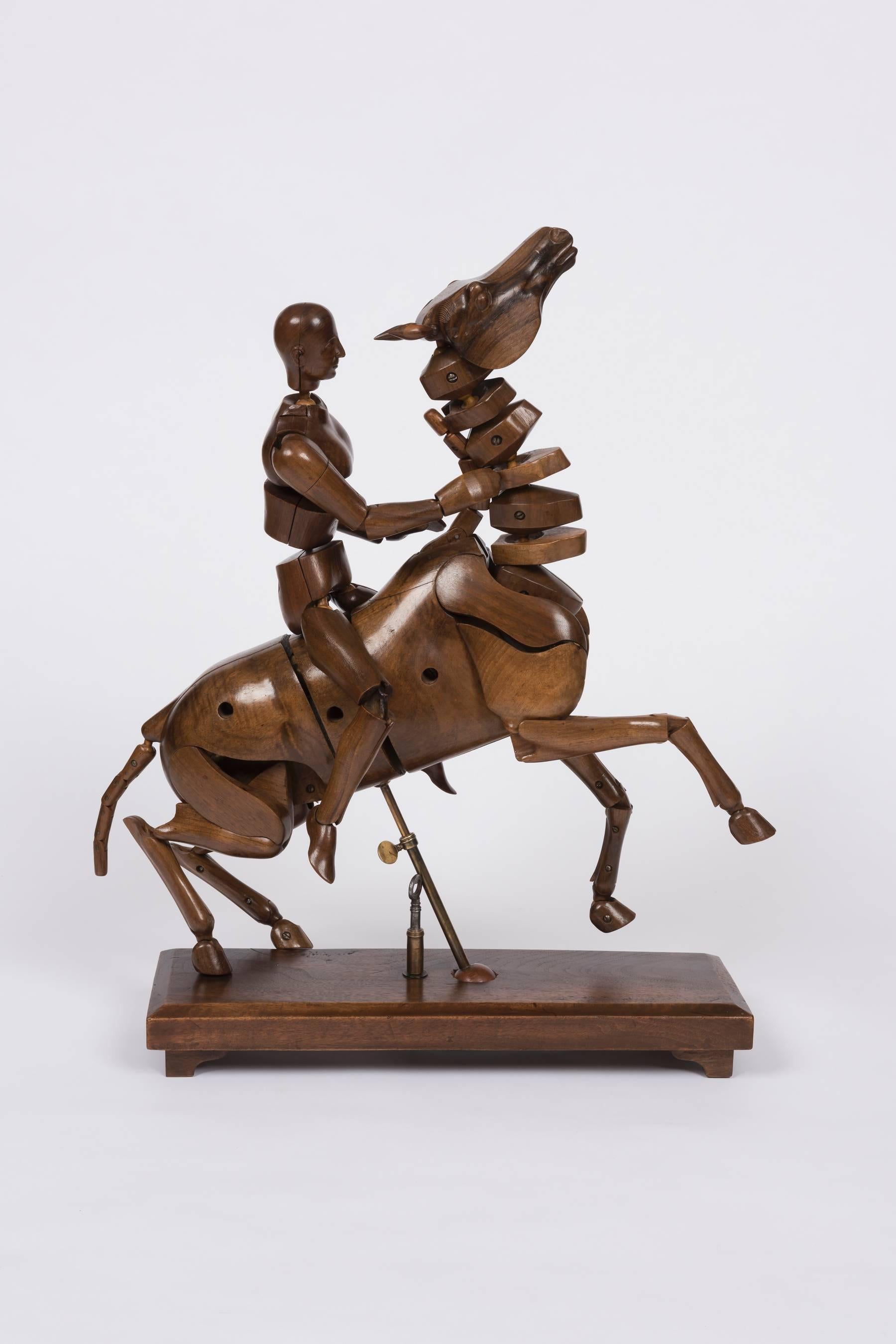 Edwardian Remarkable Fine Quality Figured Walnut Horse and Rider Artists Lay Figure For Sale