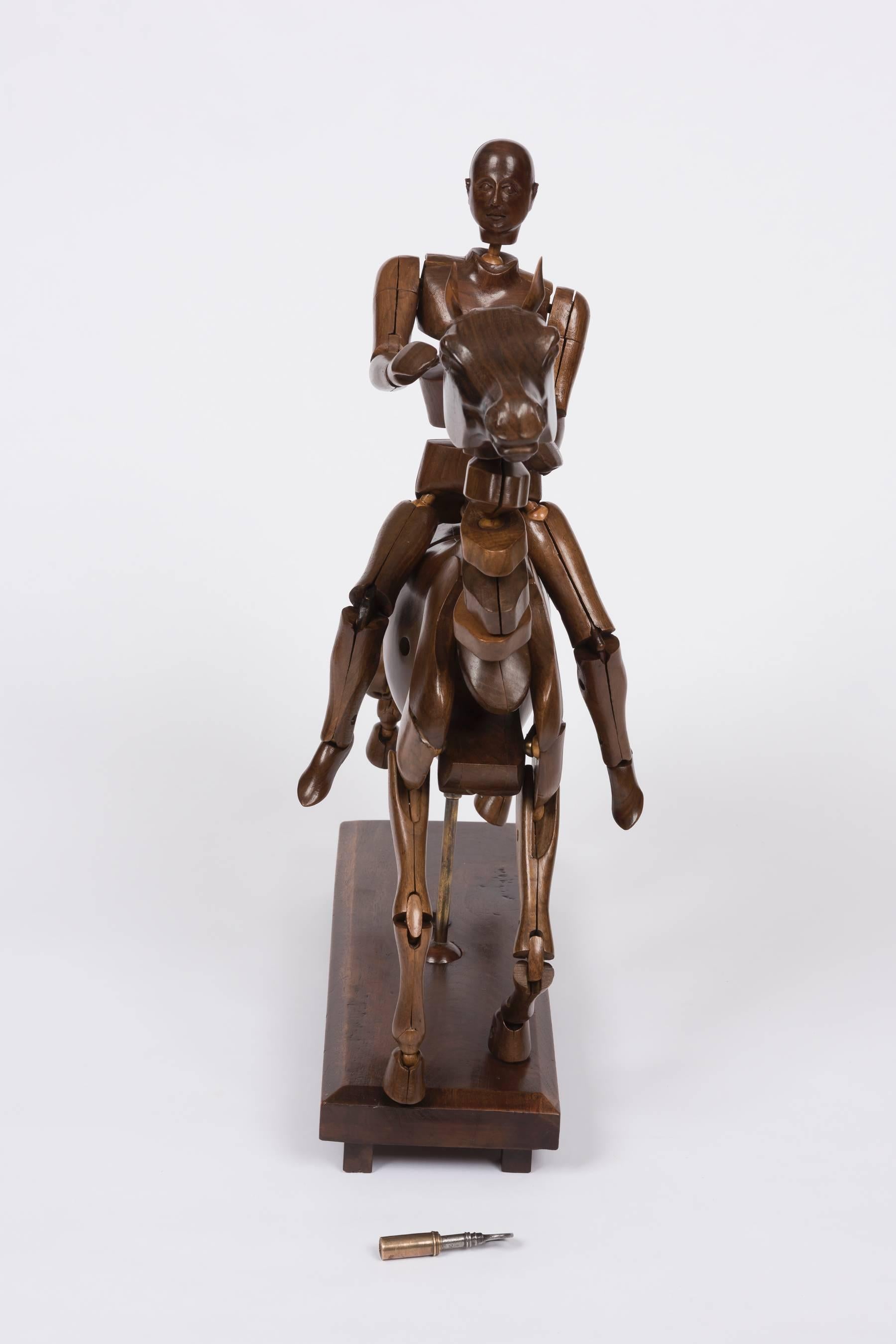 English Remarkable Fine Quality Figured Walnut Horse and Rider Artists Lay Figure For Sale
