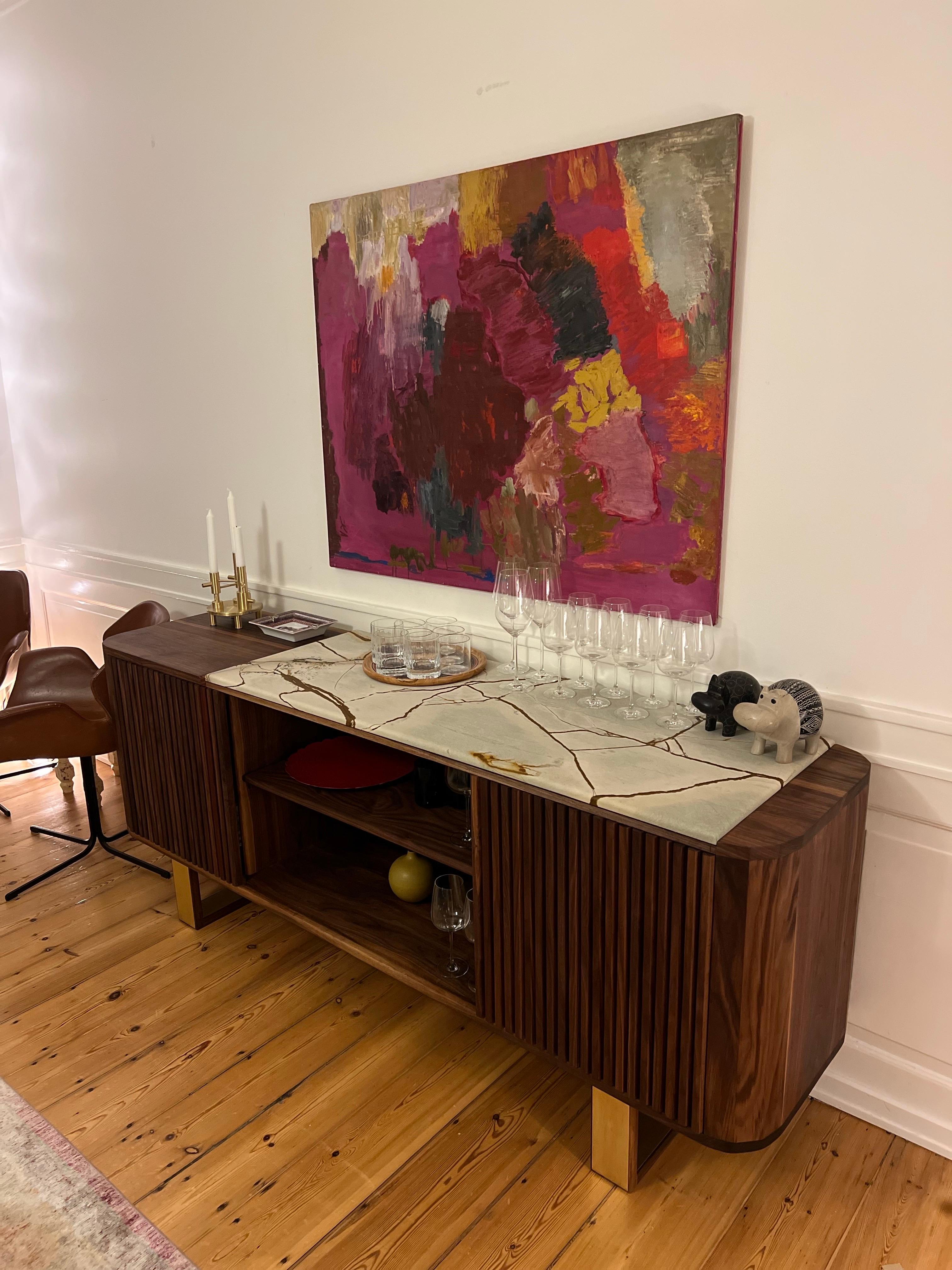 iSN-v1 Blue Roma Quartzite & Walnut Sideboard For Sale 14