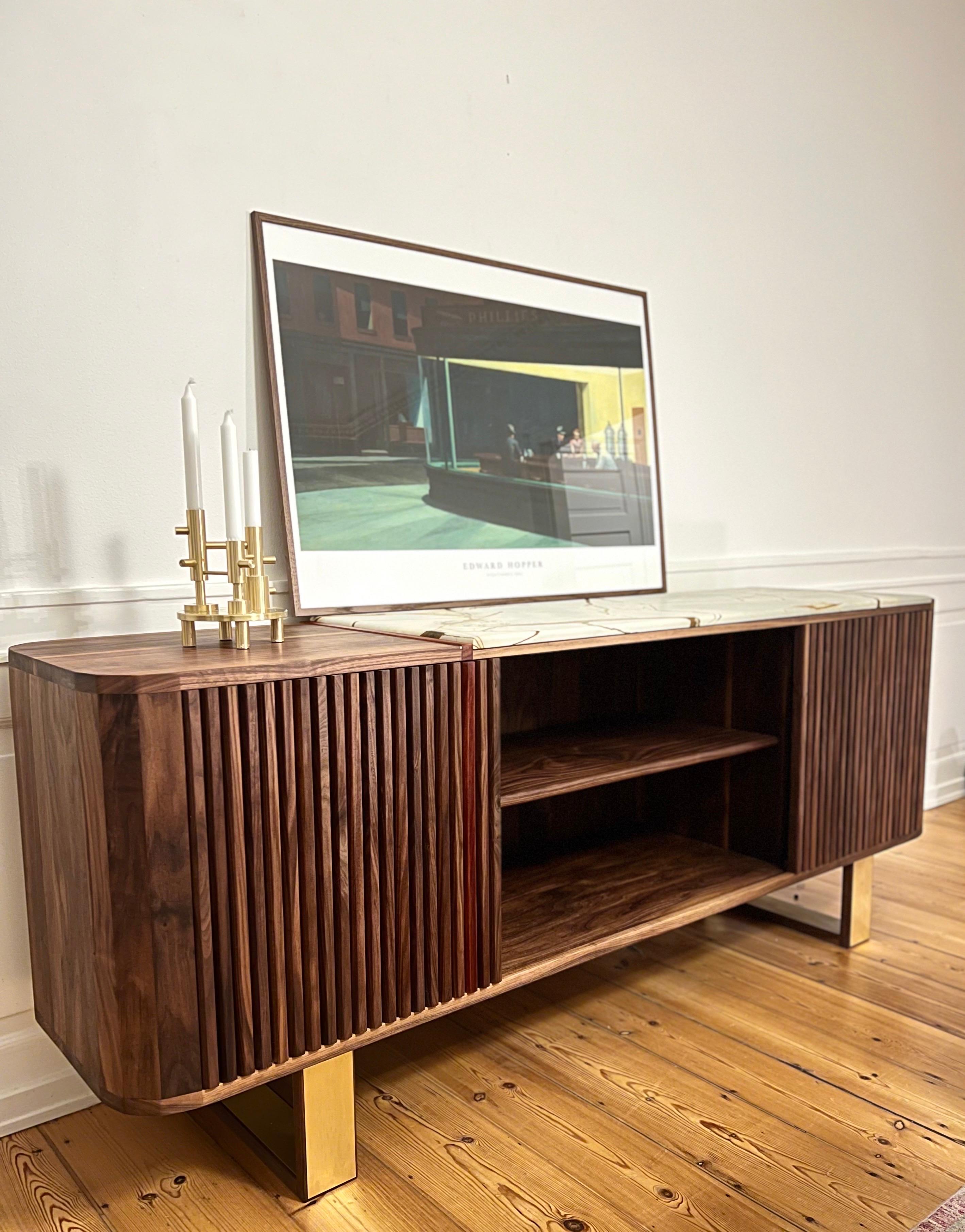 iSN-v1 Blue Roma Quartzite & Walnut Sideboard For Sale 13