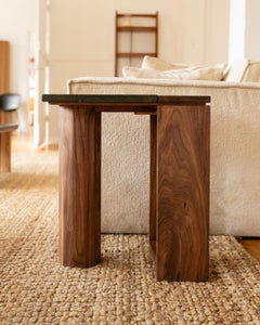 Quartzite and Walnut Side Table