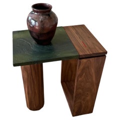 Quartzite and Walnut Side Table