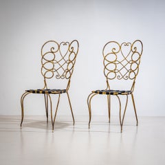 Pair of Metal Side Chairs by Gio Ponti for Casa e Giardino, Italy, 1950s
