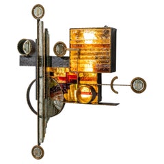 Sculptural Brutalist Wall Light attributed to Albano Poli for Poliarte, Italy, 1