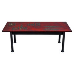 Coffee Table with Red Enamel Top, by Erwin Walter Burger (1909-1982), Italy, Mid