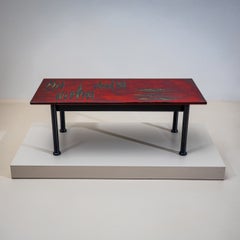 Coffee Table with Red Enamel Top, by Erwin Walter Burger (1909-1982), Italy, Mid