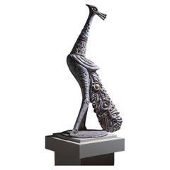 Pavone in terracotta di Mitri Giovan Battista (1915–2000), Venezia, Italia, anni ’50
