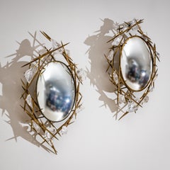 Pair of Wall Mirrors with Quartz Crystals by Füssinger & Wolff, Munich, 2007