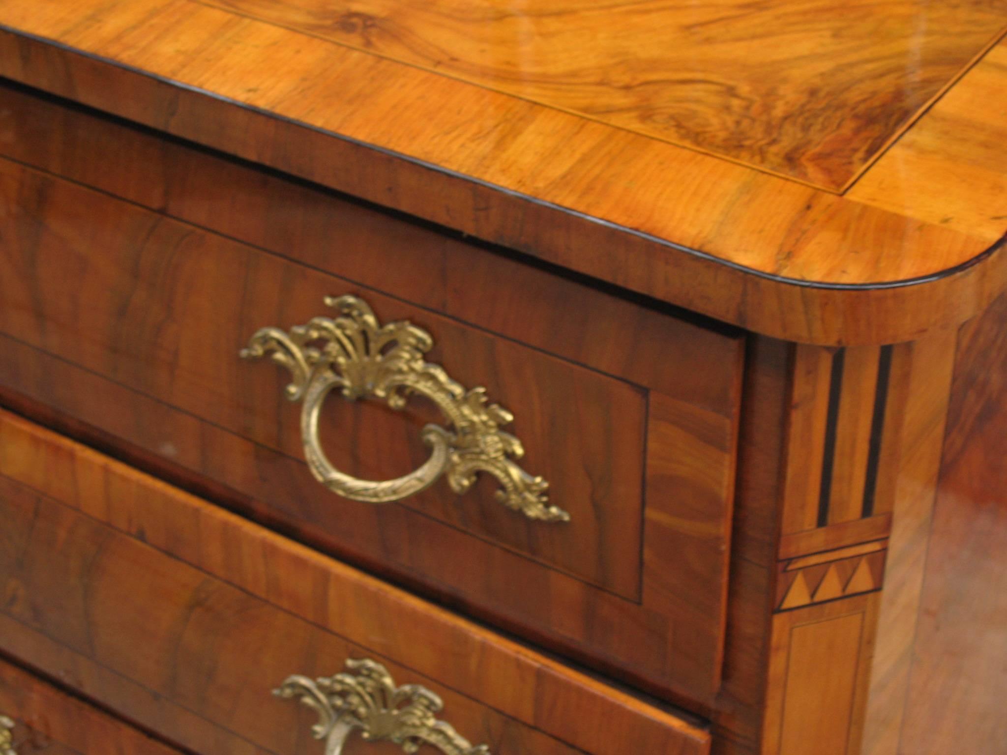 Polished Louis XVI Period Walnut Chest of Drawers Dresden Germany circa 1780 For Sale