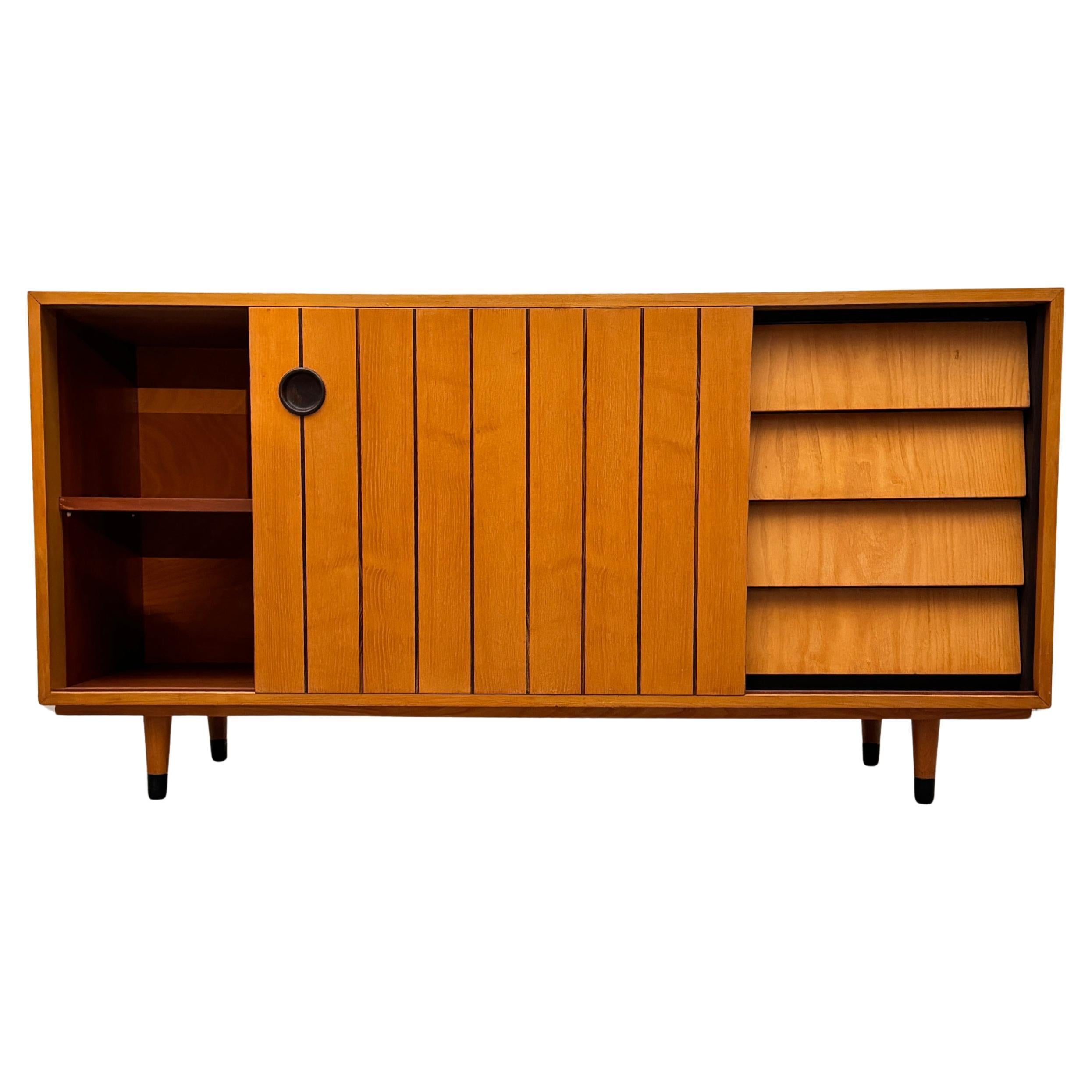 Erich Stratmann inlaid ash credenza for Oldenburger Möbel, Germany, 1950's.