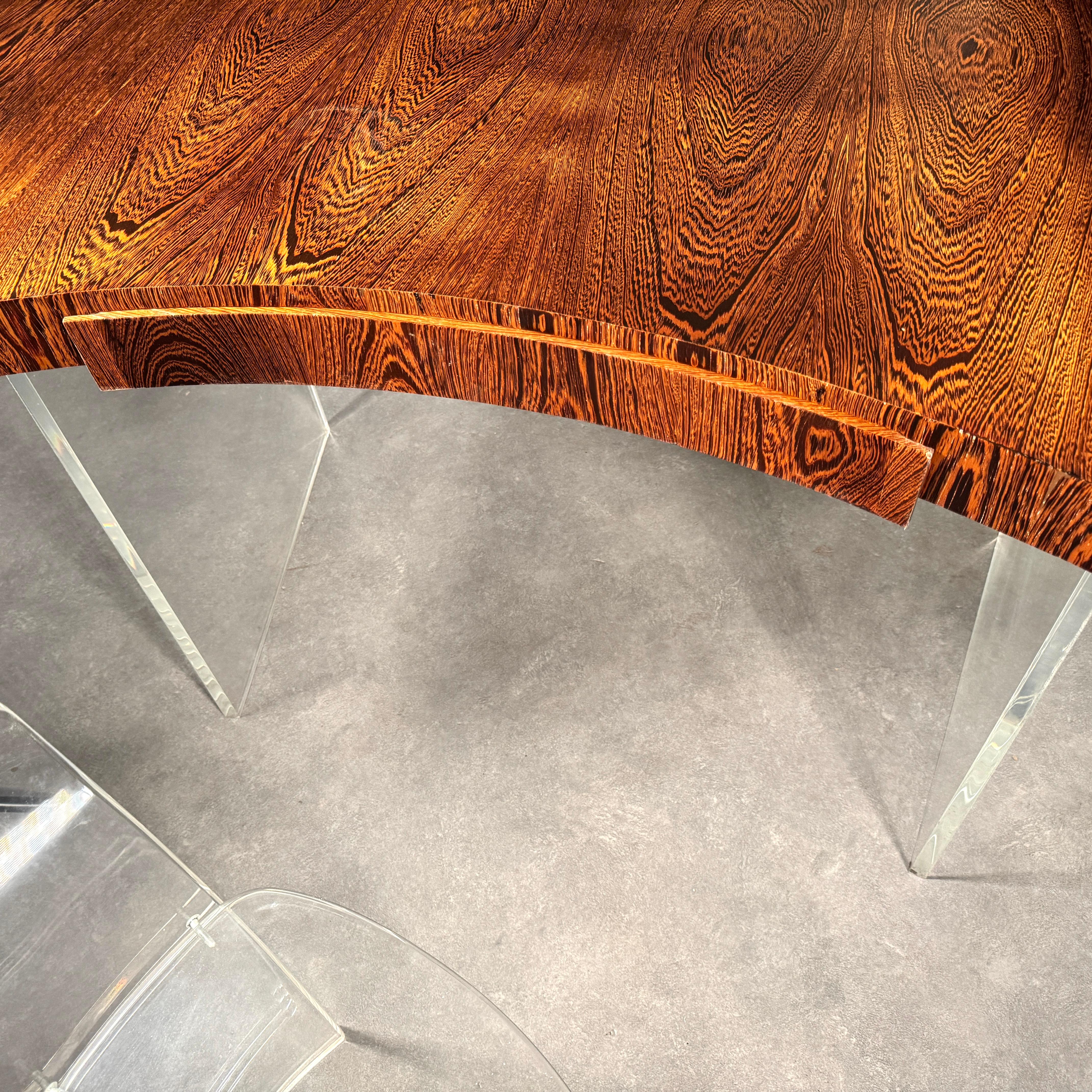 Lucite Charles Hollis Jones 'O' chair with wengé top desk For Sale 1