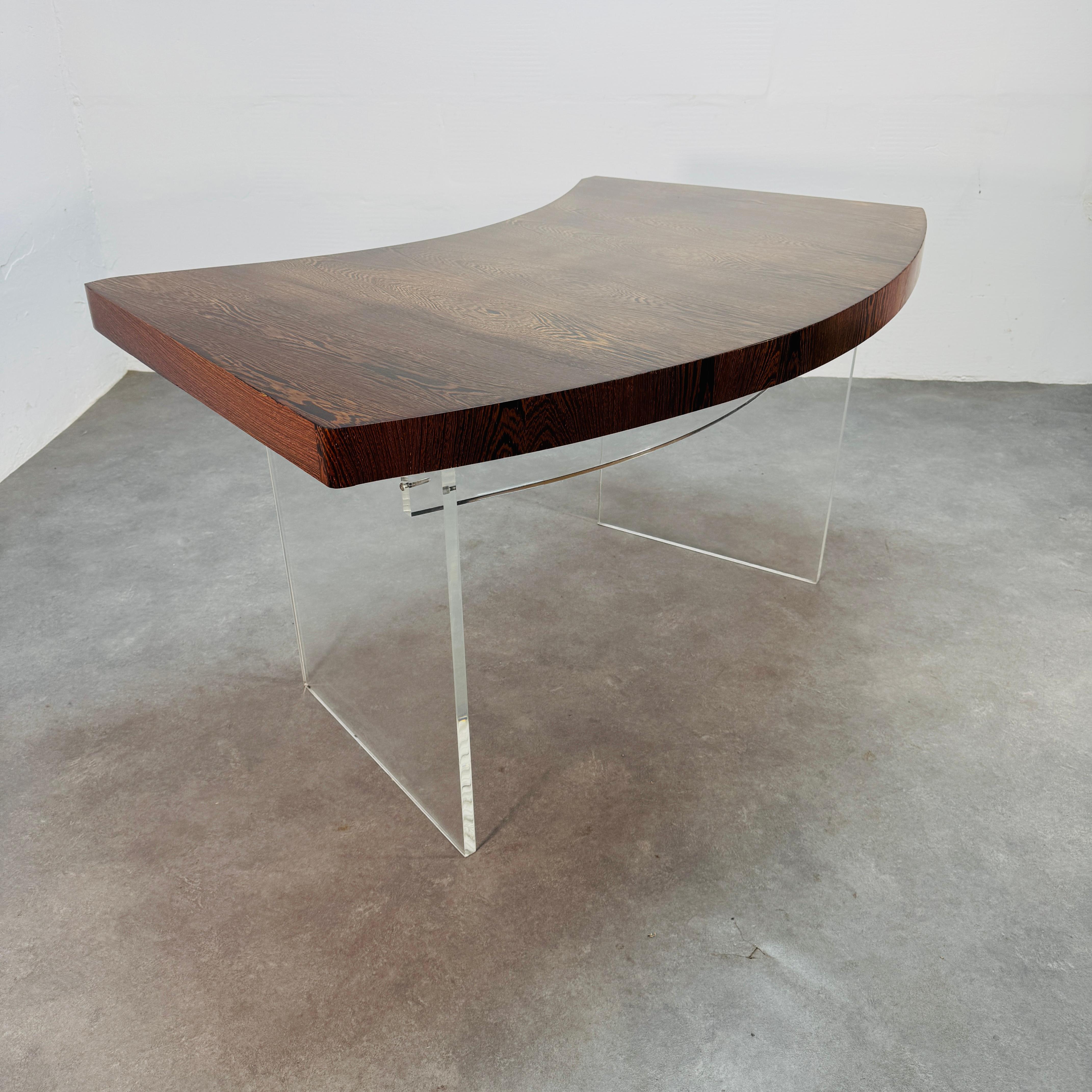 Mid-Century Poul Nørreklit lucite & wengé writing desk, Denmark, 1970's. In Good Condition For Sale In CASTENRAY, NL