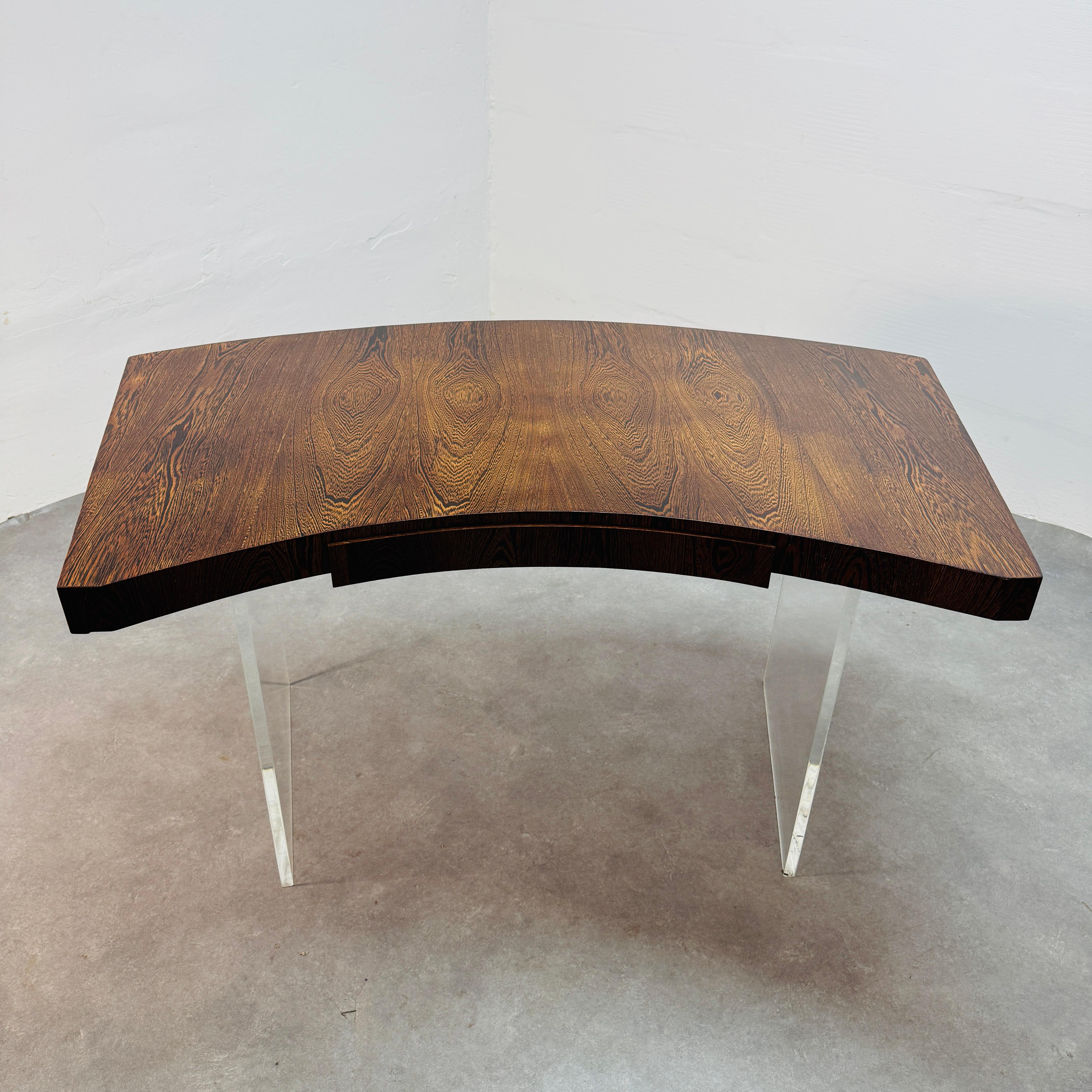 Mid-Century Poul Nørreklit lucite & wengé writing desk, Denmark, 1970's. For Sale 1