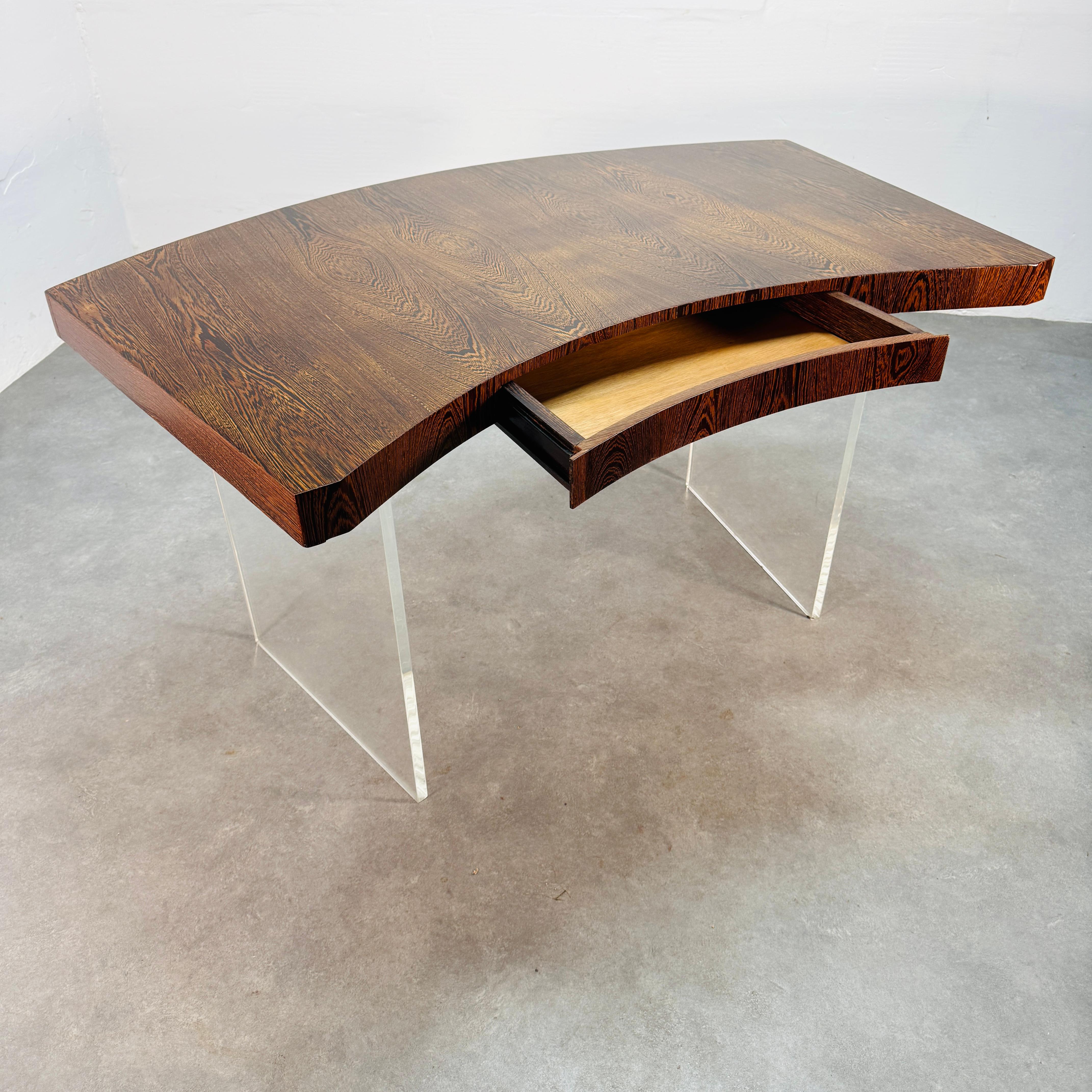 Mid-Century Poul Nørreklit lucite & wengé writing desk, Denmark, 1970's. For Sale 2