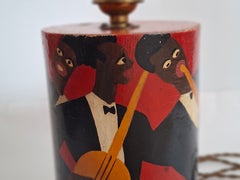 Original Art Deco table lamp with jazz band motif; Hugo Schreiber