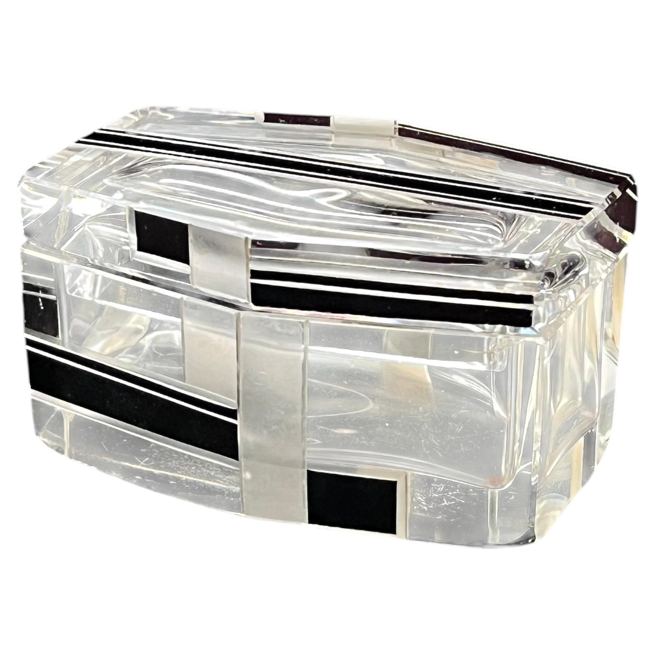 Art Deco Geometric Cut Glass Cigarette or Dresser Box by Karl Palda