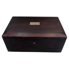1920's Dark Wood with Milk Glass Interior Humidor / Smoking Box