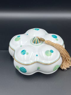 1926 Scatola da toeletta in porcellana in stile Art Déco tedesco, marca Thomas Bavaria, colore verde acqua, con coperchio