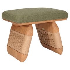 Wabi Stool in Solid Wood with Oak Accents and Handwoven Danish Cord