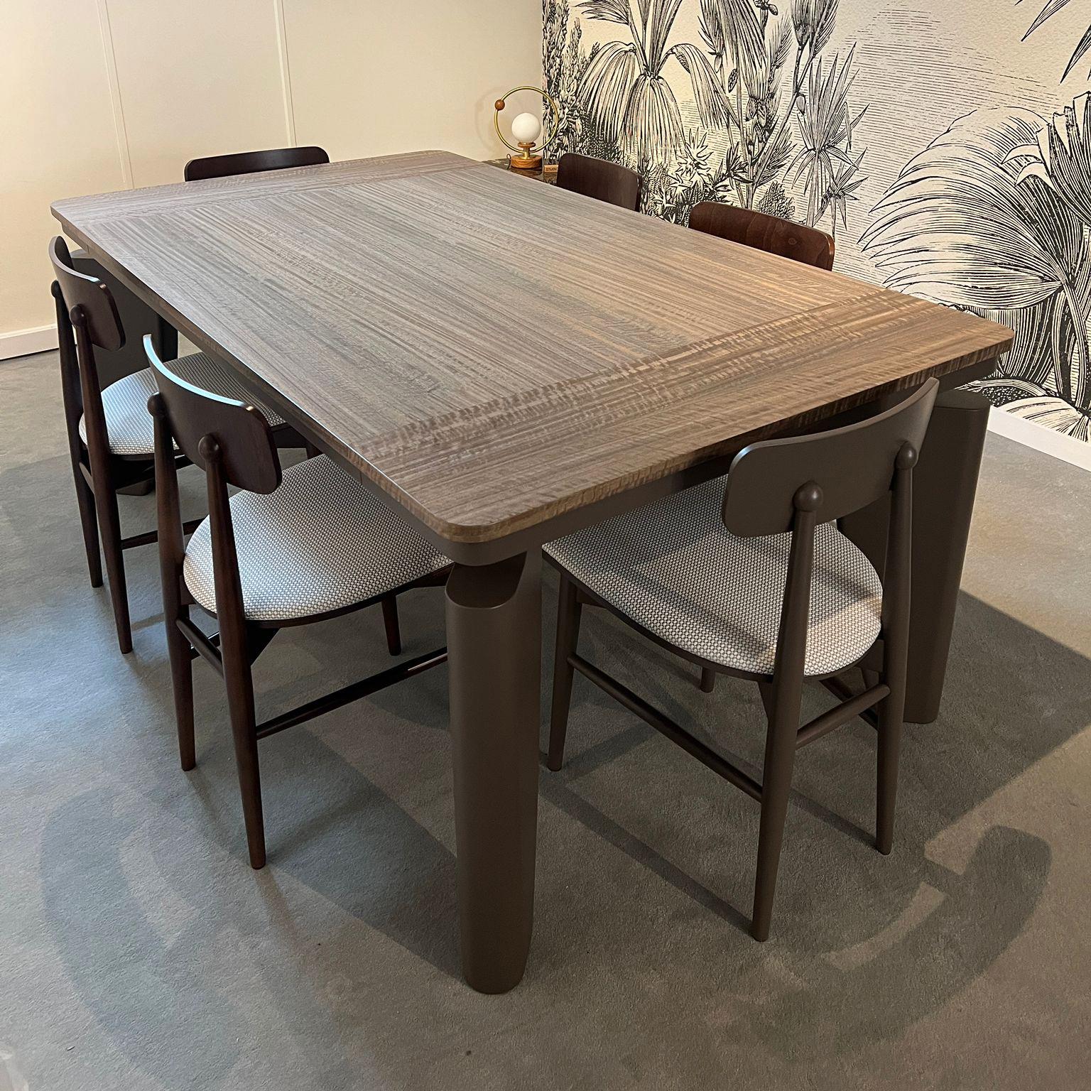 Lacquered Maki Dining Table – Contemporary Eucalyptus Veneer Table with Sculptural Lacquer For Sale