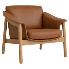 Takumi Lounge Chair – Solid Oak Armchair in Leather