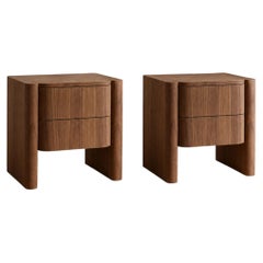 Pair of Naomi Nightstands – Contemporary Walnut Bedside Tables