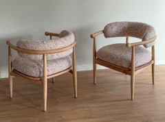 Pair of SS1 Armchairs: Curved Ash Wood and Premium Upholstery