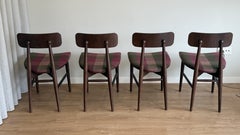 Set of Four SS3 Dining Chairs – Dark Wood and Checkered Wool Fabric