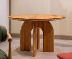 Hana II Round Dining Table – Solid Acacia and Oak Wood Sculptural Dining Table