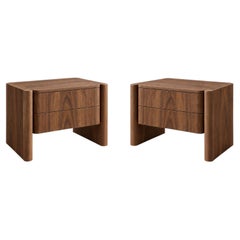 Pair of Naomi XL Nightstands – Contemporary Walnut Bedside Tables