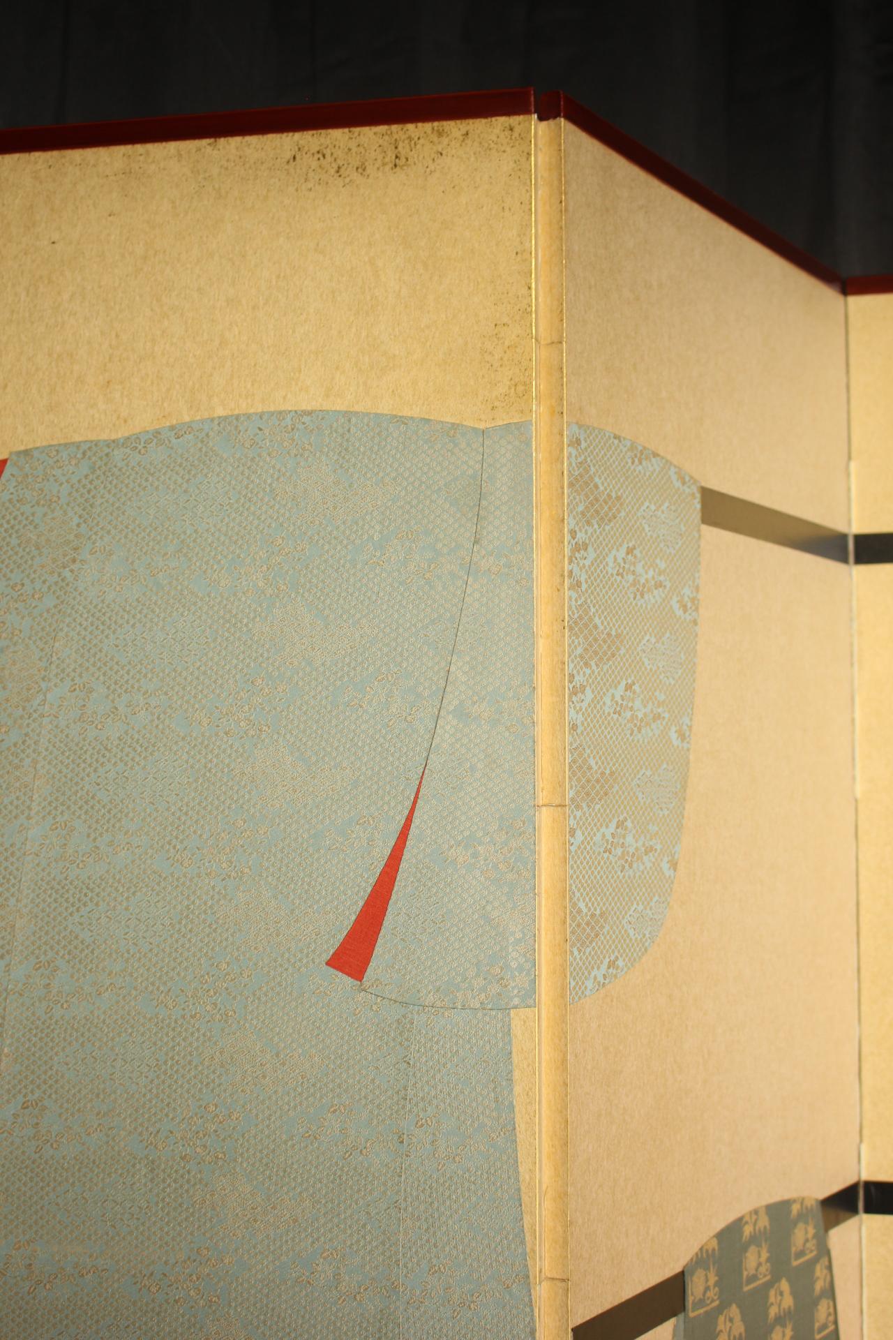 B32 Old Japanese 6panels, paper, folding Screen Dagasode 誰が袖 Byobu Kimono For Sale 9