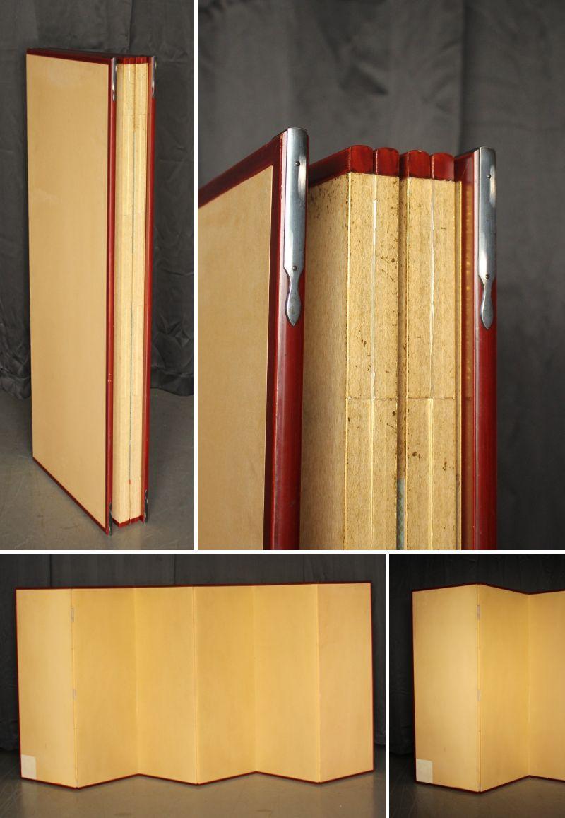 B32 Old Japanese 6panels, paper, folding Screen Dagasode 誰が袖 Byobu Kimono For Sale 14