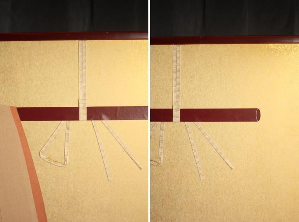B32 Old Japanese 6panels, paper, folding Screen Dagasode 誰が袖 Byobu Kimono For Sale 3