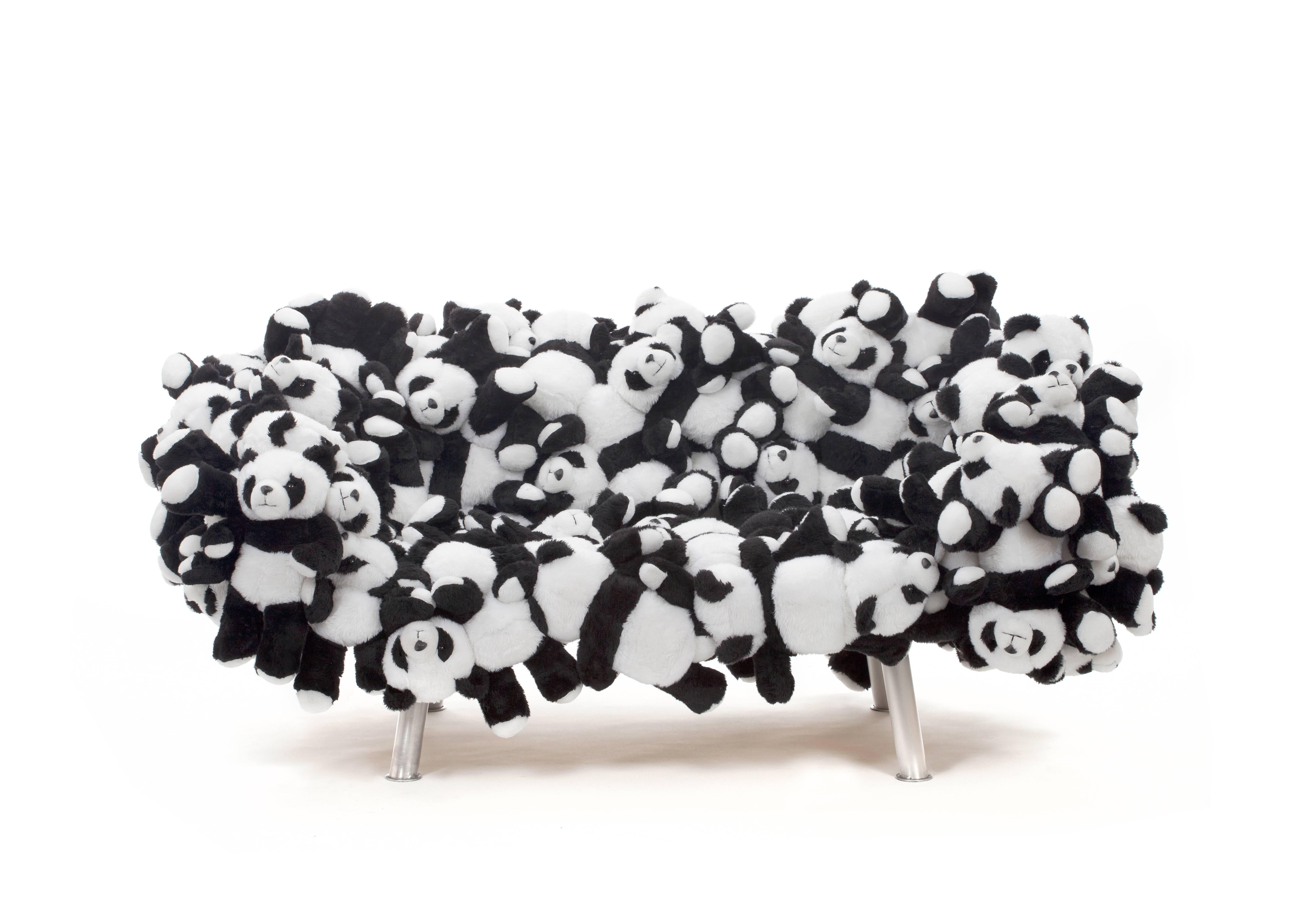 Plush sofa made from stuffed animals in a panda shape by Brazilian design duo and brothers Fernando and Humberto Campana.

The Campana Brothers, Fernando (b. 1961) and Humberto (b. 1953) were born in Brotas, a city outside of São Paulo. Together,