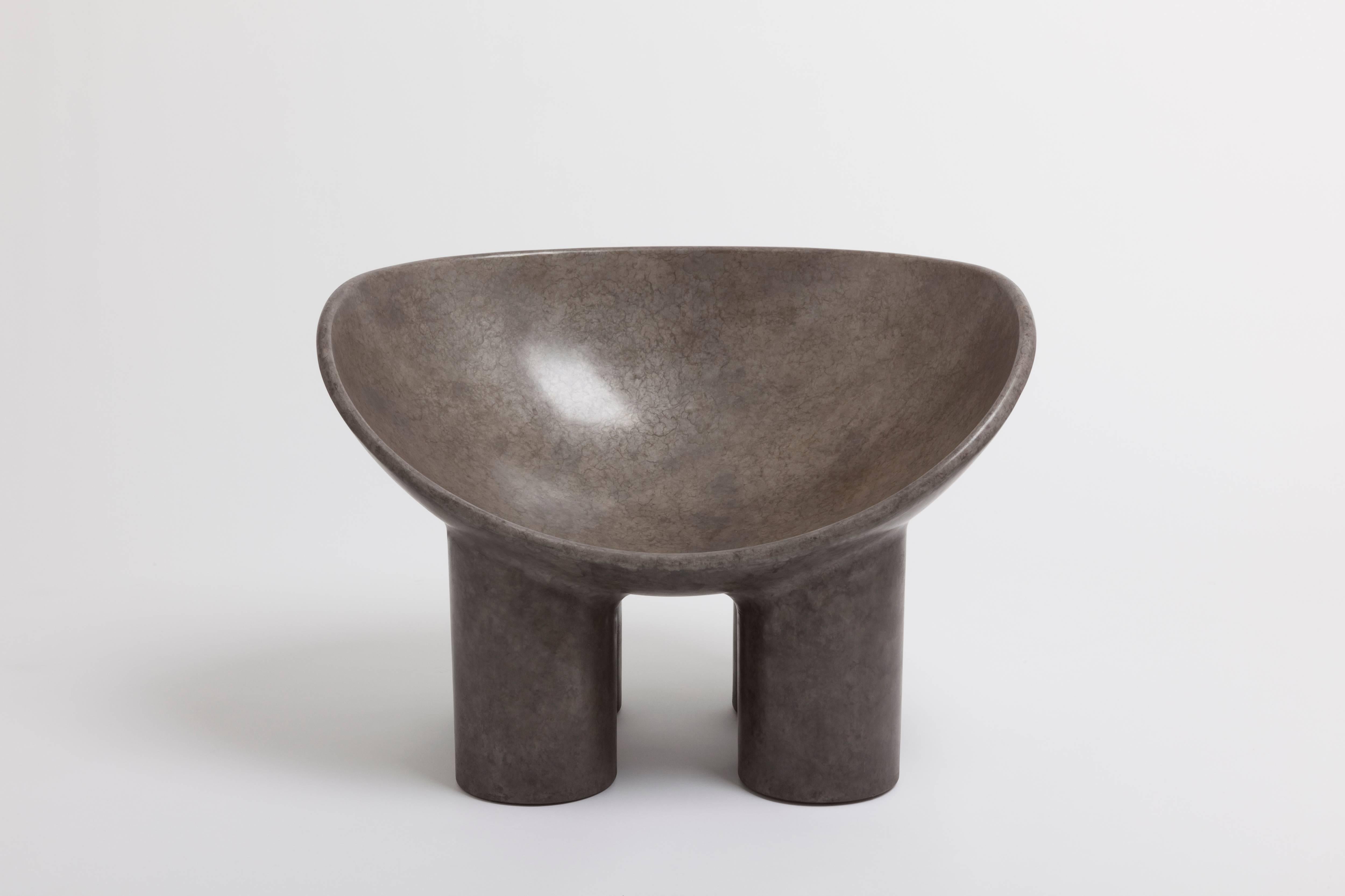 Faye Toogood [British, b. 1977]
Roly-Poly chair / Moon, 2016
Sand-cast bronze, silver nitrate
Measures: 24 x 25 x 33.5 inches
61 x 63.5 x 85 cm
