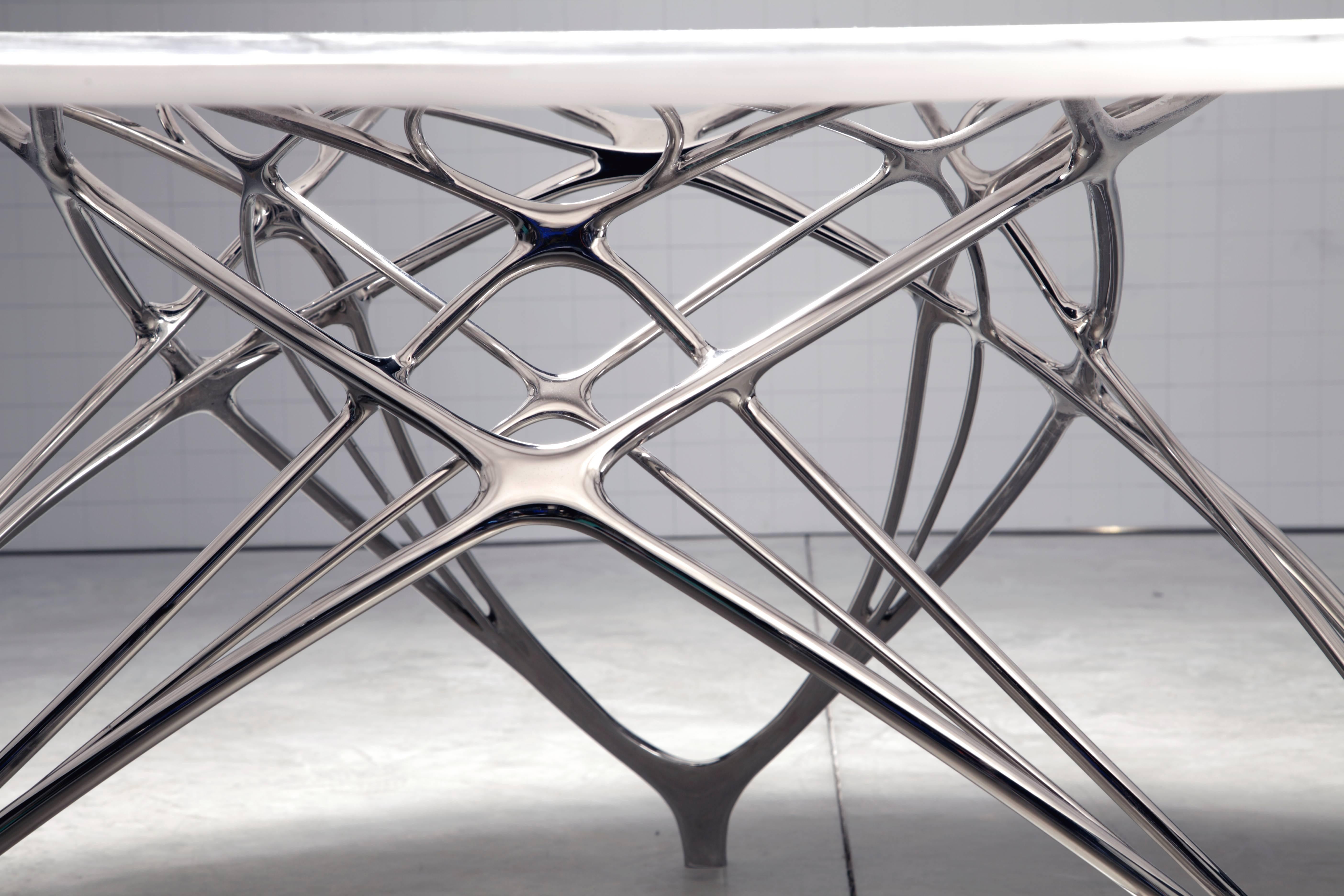 Joris Laarman [Dutch, b. 1979]
Leaf Table, 2010
Resin, steel and aluminum
29.92 x 79.92 x 79.92 inches
76 x 203 x 203 cm

Laarman was born in Borculo, Netherlands. He graduated Cum Laude from the Design Academy Eindhoven in 2003. Laarman first