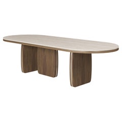 Handmade Assia II Dining Table with Travertine Top by Nolita Harbour