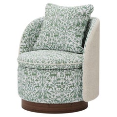 Handmade Carrie Armchair in Plush Upholstery with Walnut Base by Nolita Harbour