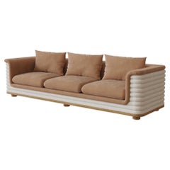 Handmade Céline Sofa Velvet Upholstery with Oak Base by Nolita Harbour