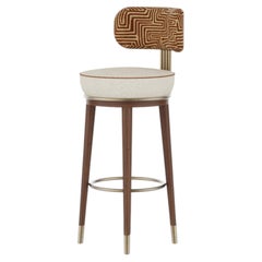 Silla de bar Rondi artesanal con tapicería y detalles de latón de Nolita Harbour