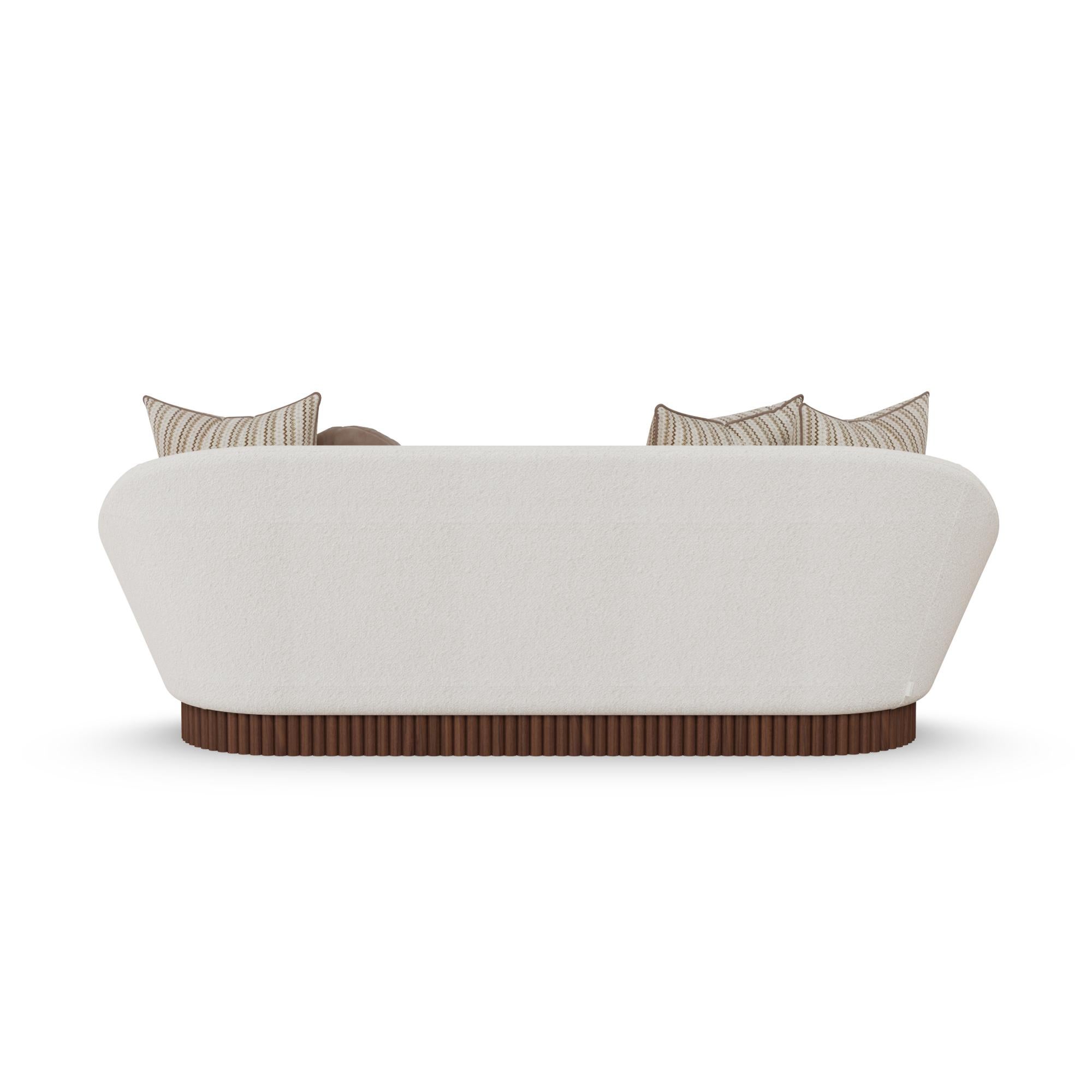 Handmade Anki Sofa in Velvet Upholstery & Ribbed Walnut Base by Nolita Harbour In New Condition For Sale In Carvalhosa, PT