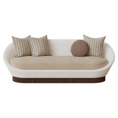 Handmade Anki Sofa in Velvet Upholstery & Ribbed Walnut Base by Nolita Harbour