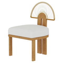 Sedia da pranzo per esterni Antibes in Wood Wood con schienale intrecciato Sunburst