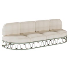 Monterosso Outdoor Sofa in Lacquered Metal with Sculptural Wave Base
