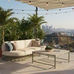 Monterosso Outdoor Sofa in Lacquered Metal with Sculptural Wave Base