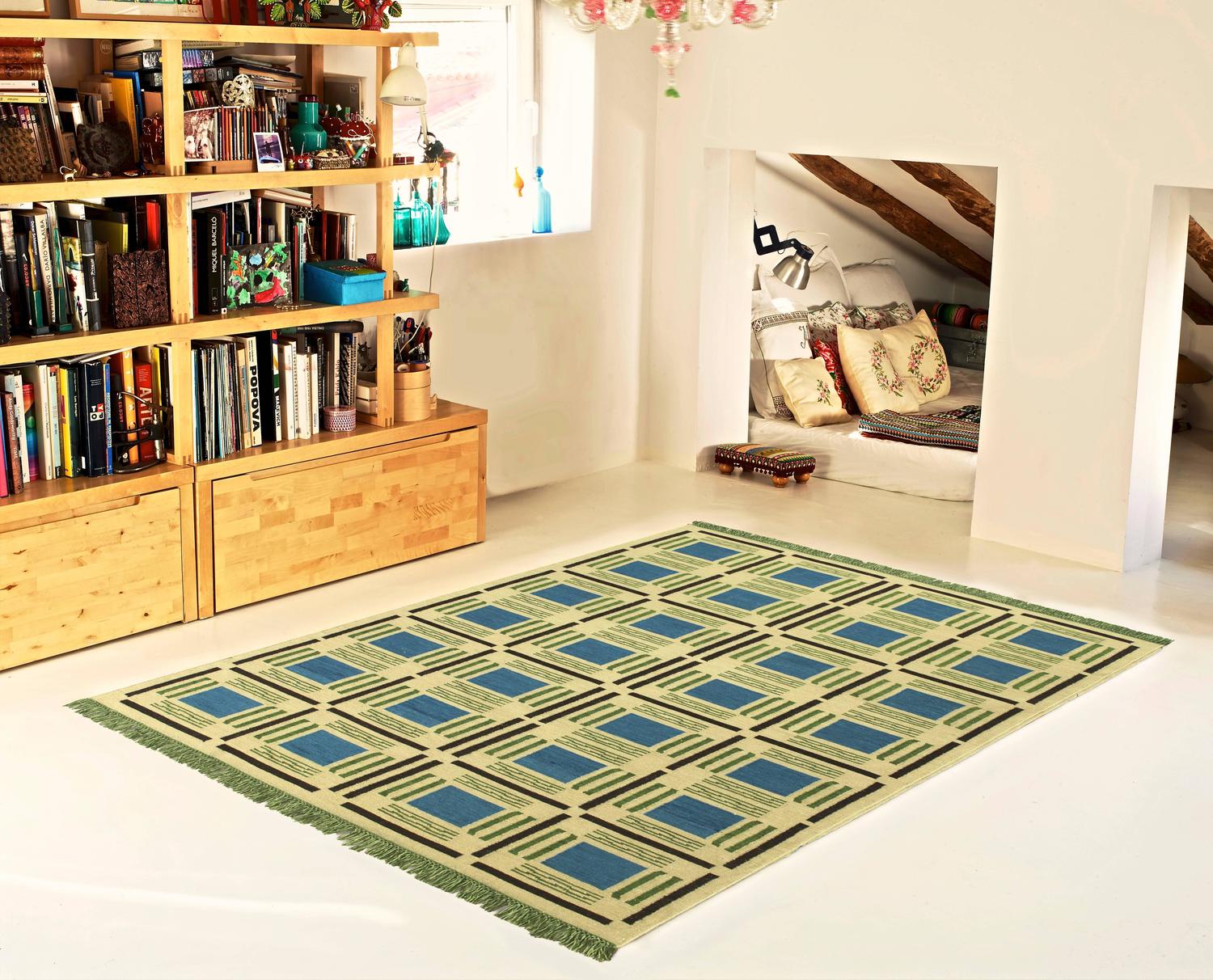 Magenta Blue Two Kilim by Nuria Mora For Sale at 1stdibs
