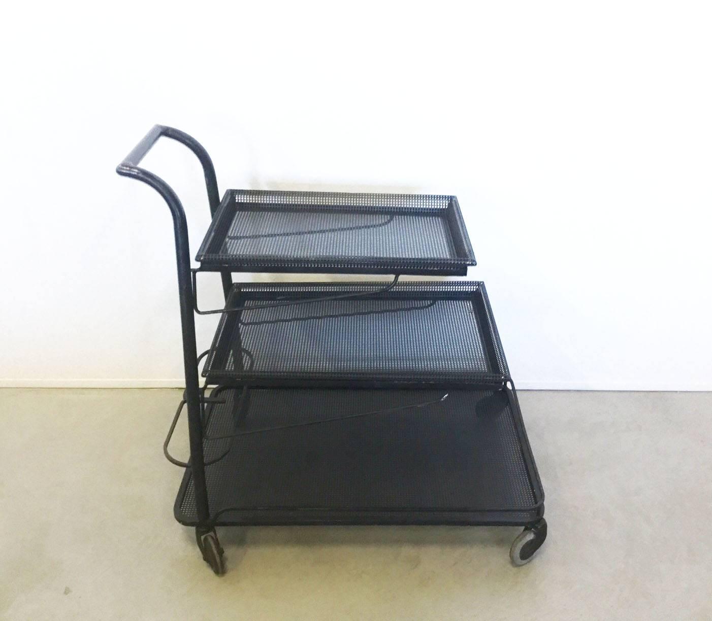 Industrial Beautiful Bar Cart by Mathieu Mategot, 1950 For Sale