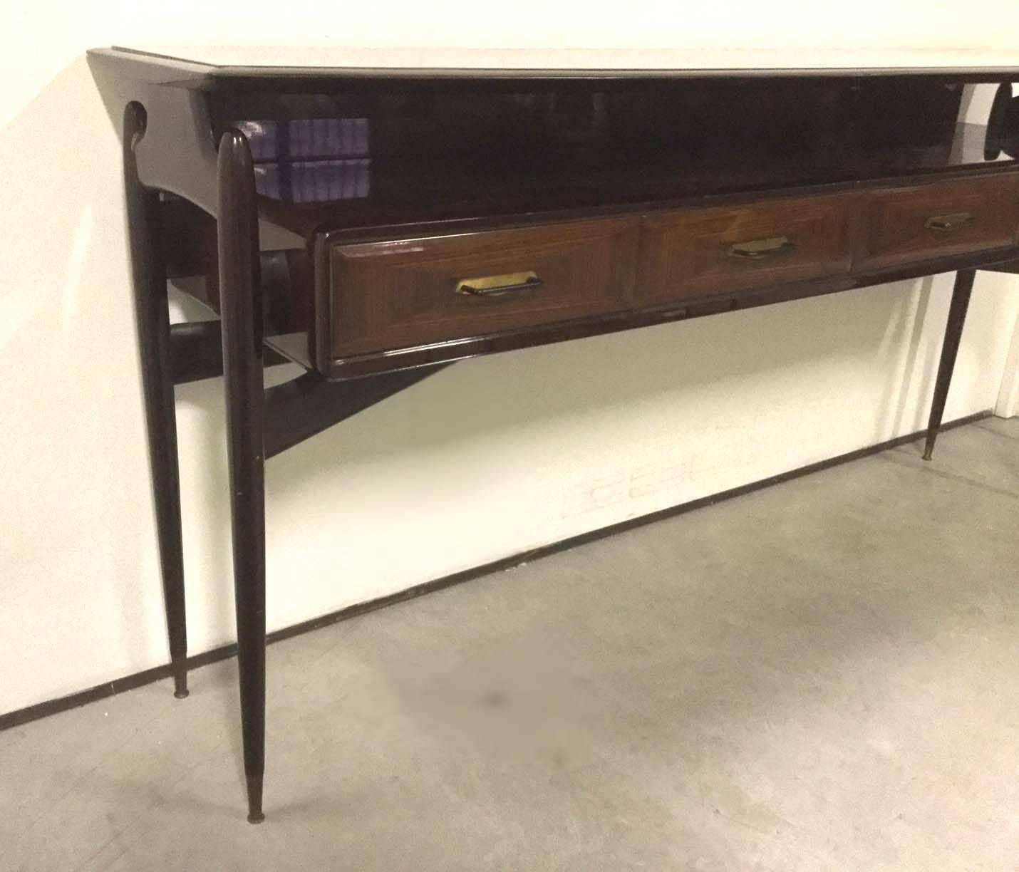 Brass Exceptional Italian Console, 1950