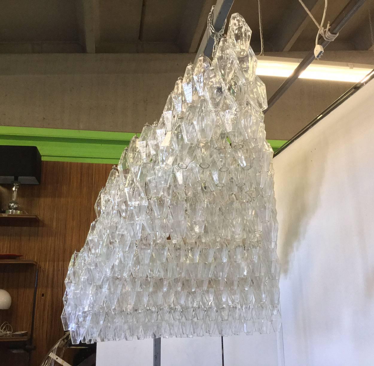 Large Polyhedral Venini Chandelier In Good Condition In Fossano, IT