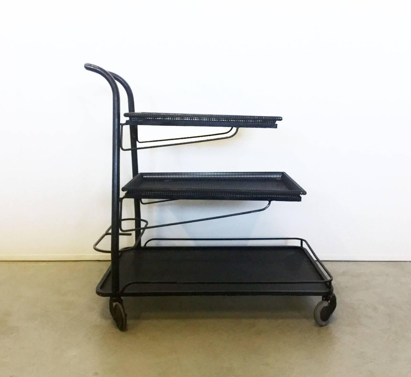 Lacquered Beautiful Bar Cart by Mathieu Mategot, 1950 For Sale